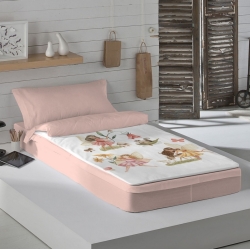 Saco nórdico cama 90x200 FLORA dibujo hadas color rosa