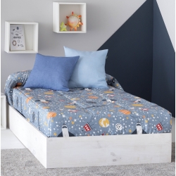 Edredón ajustable cama nido, litera o abatible GALAXIA color azulado