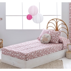 Edredón ajustable de flores rosa MARGARITA para cama 90 o 105 cm