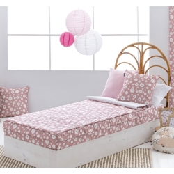 Saco nórdico rosa para cama 90 MARGARITA dibujo de flores