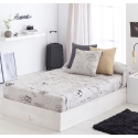 Edredón ajustable blanco con estampado de mapa VIAJE cama 90 o 105