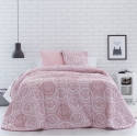 Cubierta boutí para cama de divertidas caritas EMOJI color rosa