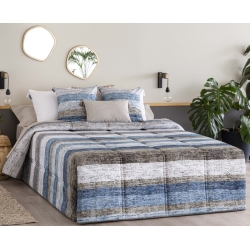 Edredón de rayas azules o beige SALT para cama grande o individual