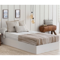 Edredón ajustable con rayas beige LOJA para cama 90 o 105 cm