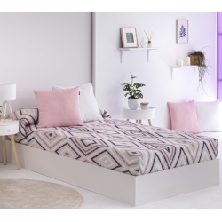Edredón ajustable de rombos para cama nido ZAFRA color lila