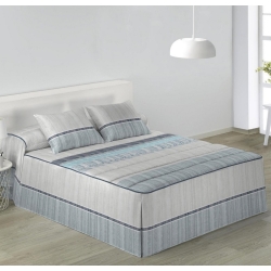 Colcha edredón moderna con rayas para cama juvenil BOMBAY azul o rosa