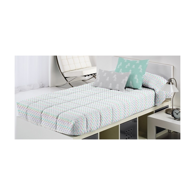 Edredón ajustable cama 105, 90 80 Draw puntitos azul, verde, rojo, lila