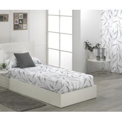 Edredón ajustable cama grande o pequeña BAMBU hojas en gris o turquesa