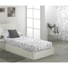 Edredón ajustable cama grande o pequeña BAMBU hojas en gris
