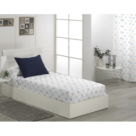 Cortinas para dormitorio juvenil BRUNA aspas en color gris o azul