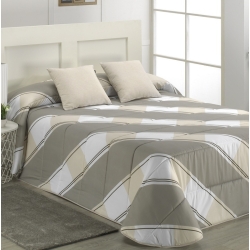 Edredón cama juvenil rayas diagonales JULIETA color beige o gris