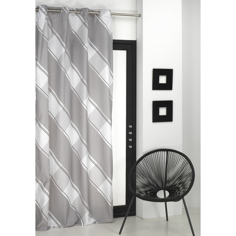 Cortina de rayas para dormitorio juvenil moderno JULIETA color gris