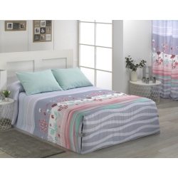Comforter cama infantil con esquinas abotonadas ONA flores rosa