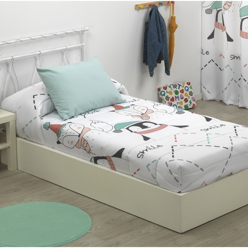 Edredón ajustable cama infantil de 90 a cm PINGUIN relleno nórdico