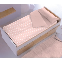 Saco nórdico cama de 70, 90 o 105 ESTRELLAS blancas y fondo rosa