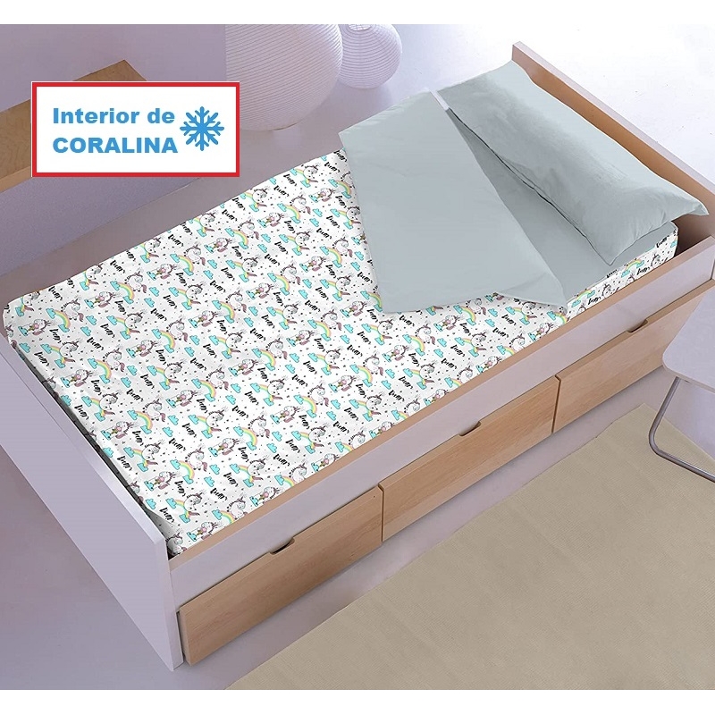 Saco nórdico interior coralina UNICORNIOS para cama infantil