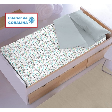 Saco nórdico interior coralina UNICORNIOS para cama infantil