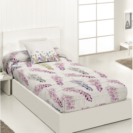 Edredón ajustable cama nido, litera o abatible ELIAN color rosa y blanco