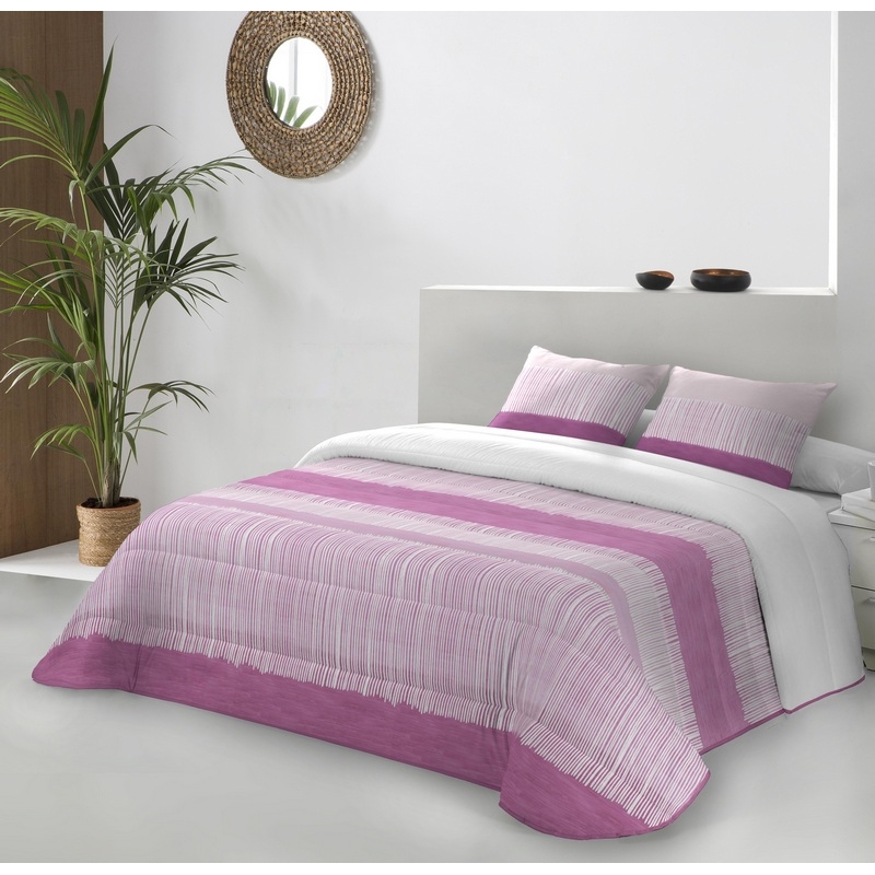 Edredón matrimonio o cama individual BALI rayas color rosa