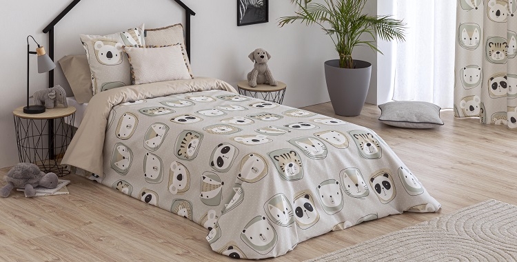 Colección ZOO beige para textil de cama infantil